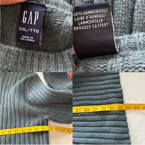 GAP Ribbed knit 100% wool oversized sweater Blue XXL. - Picture 7 of 8